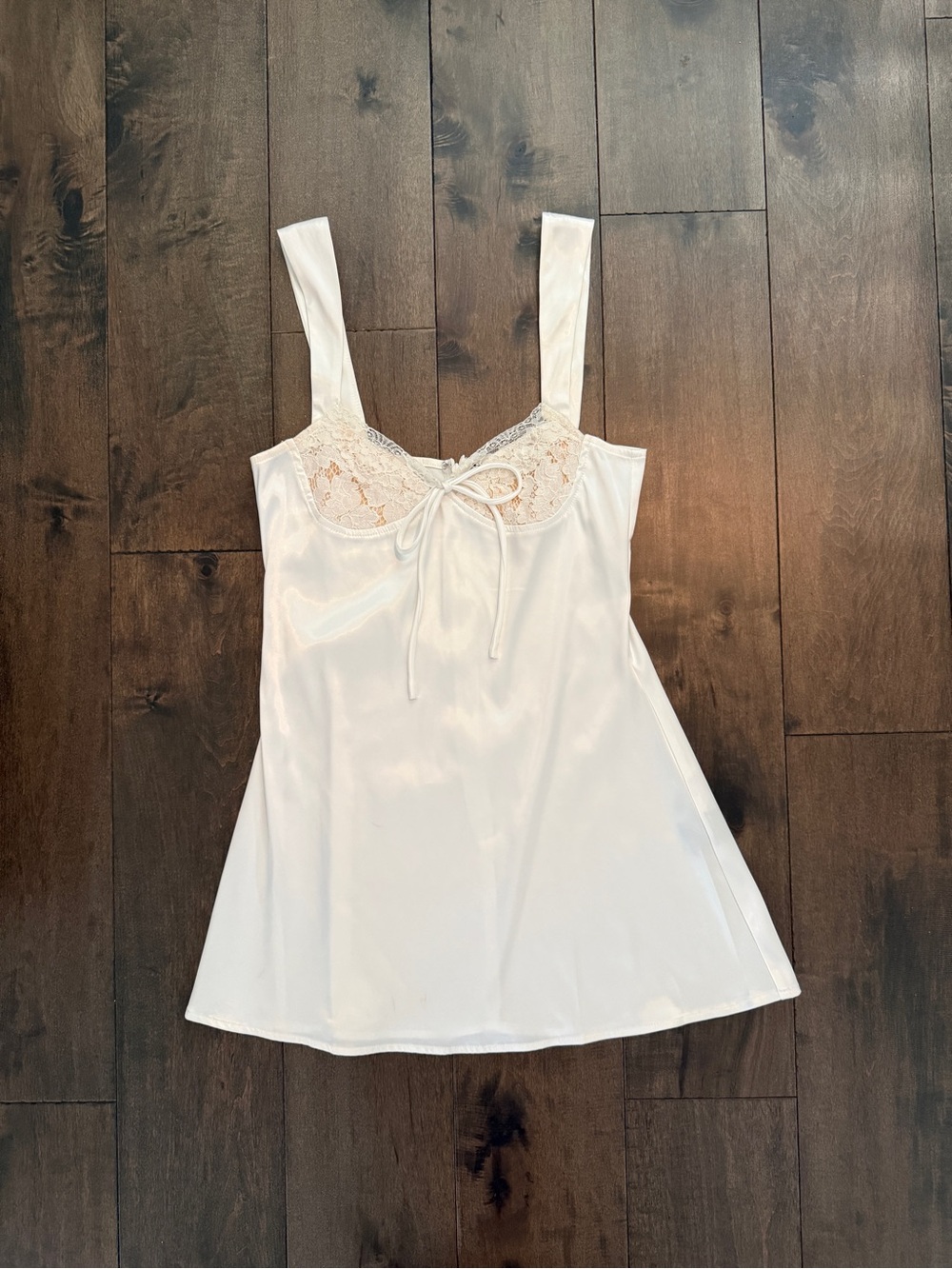 Finesse Ivory Satin Lace-Trim Chemise